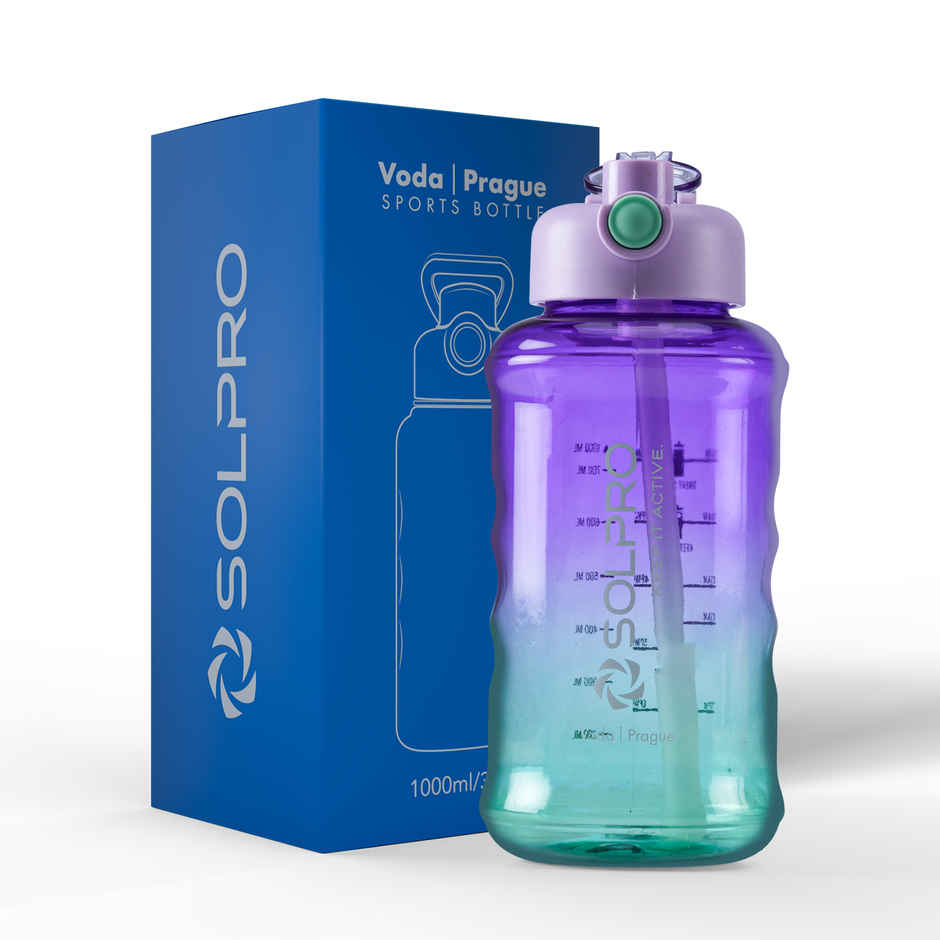 Solpro Voda Prague Sipper Water Bottle | Leakproof BPA Free for School Office Gym Travel | 1 L
