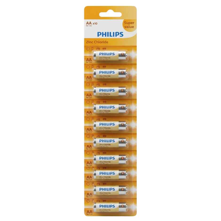 Philips R6G10B/94 AA Zinc Chloride Battery | 1.5V | Long Lasting | Leak Resistant 1.0 Piece