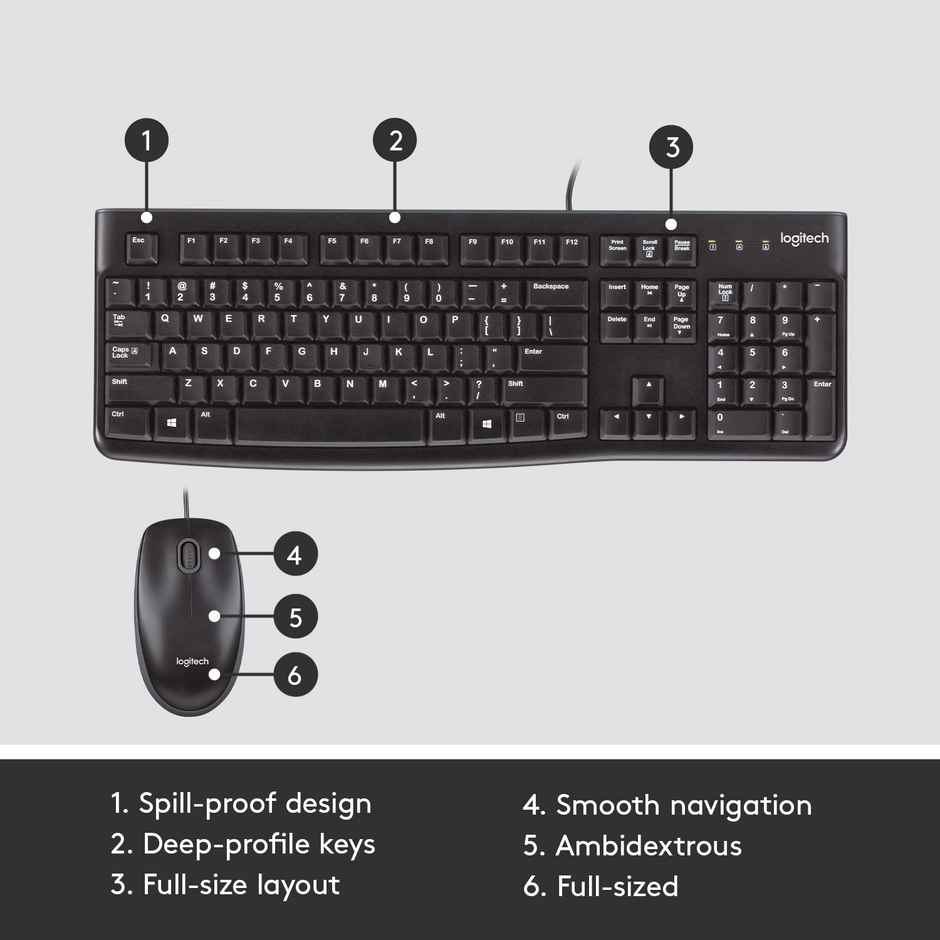 Logitech Mk120 Wired Usb Keyboard And Mouse Set