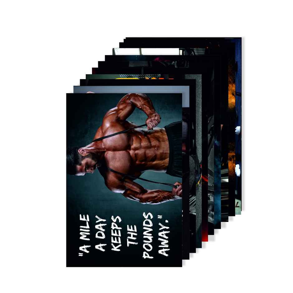 Paper Plane Design Motivational Gym/Fitness Workout Posters | Set of 10 | (12 Inch x 18 Inch) D4