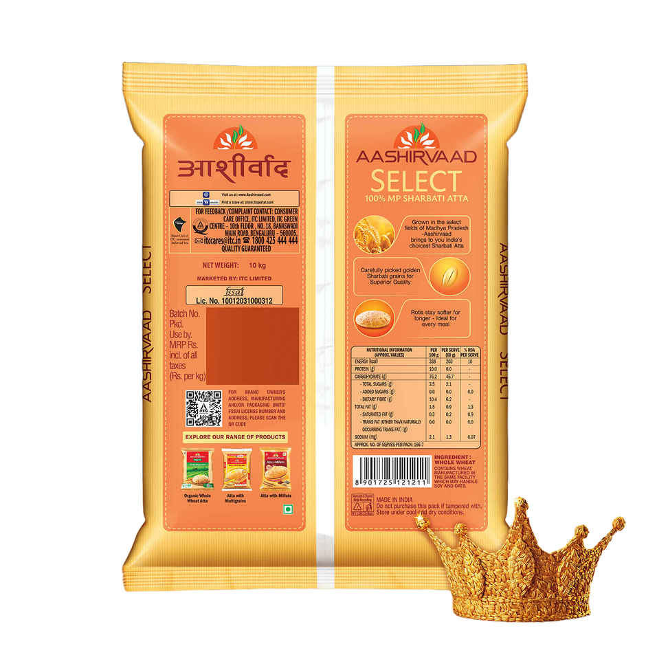 Aashirvaad Select | Pure MP Sharbati Wheat Atta for Soft Makhmali Rotis