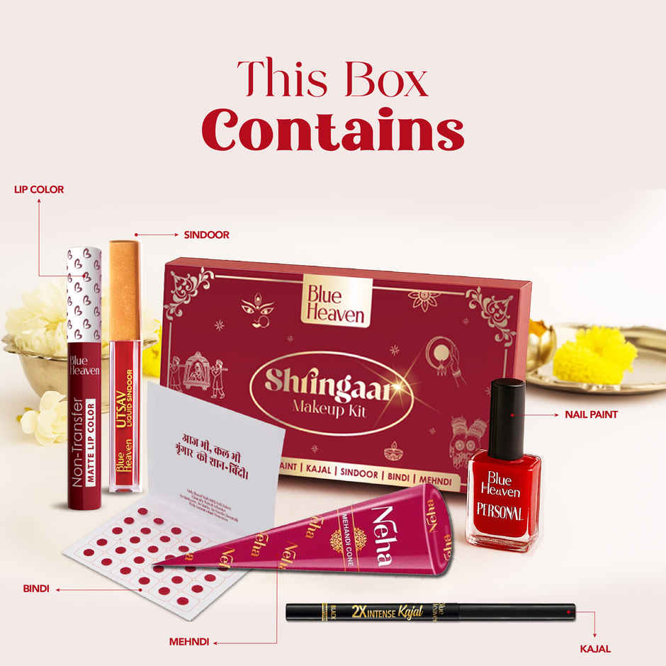 Blue Heaven Shringaar Makeup Kit | Lipstick | Nail Paint | Kajal | Sindoor | Bindi & Mehendi
