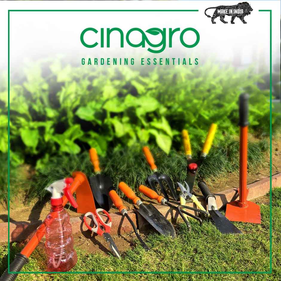 Cinagro Garden Tools - 5 Pcs | Weeder | Big and Small Trowel | Hand Fork | Cultivator