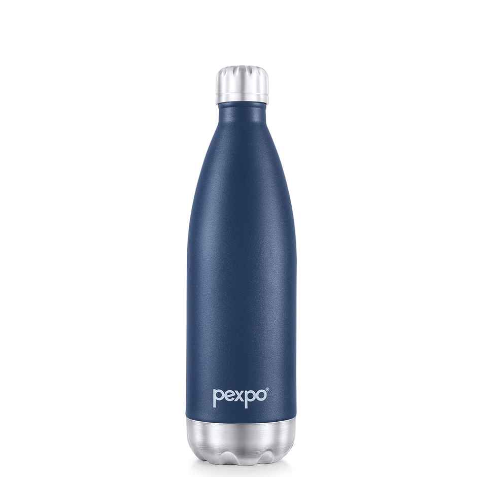 Pexpo Electro 24 Hrs Hot & Cold Isi Certified Flask Stainless Steel Water Bottle - 750 ml | Denim Blue