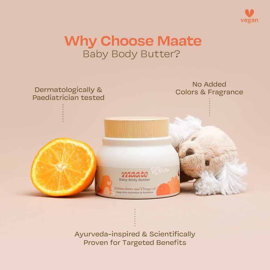 Maate Baby Body Butter Enriched With Pure Kokum Orange & Saffron Oil Baby Cream For Kids 0-12 Years