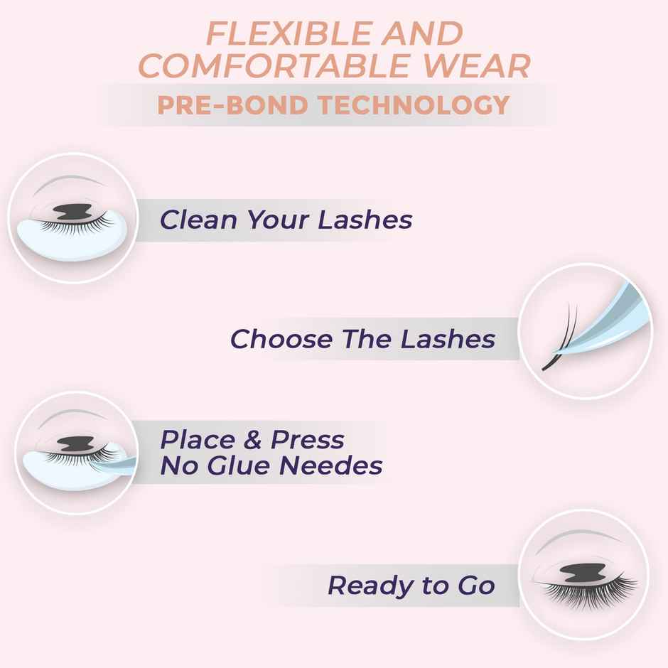 Sanfe Instant Press On Lashes Long Lasting Natural Look No Glue Required P12 1 Pair