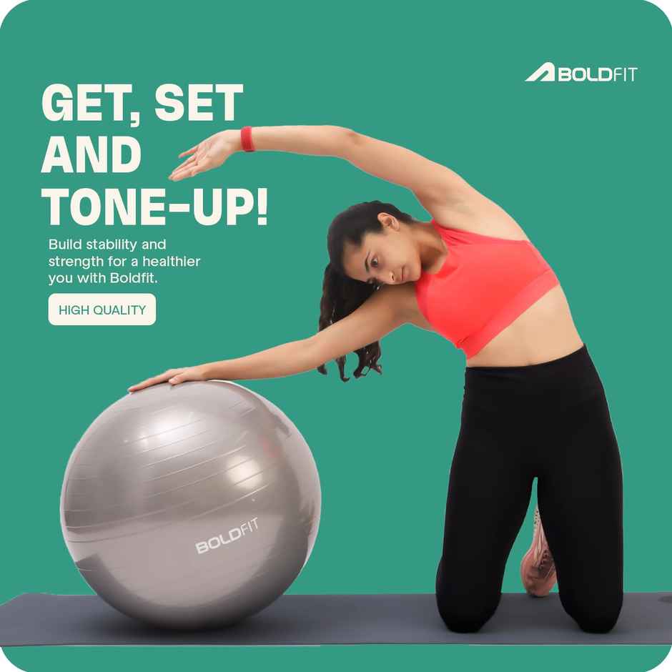Boldfit Exercise Ball With Foot Pump 65 cm Grey