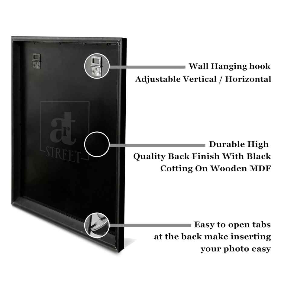 Art Street Document A3 Wall Photo Frame for Photograph |12 x16 Inche Matted to 8x10 Inche Black