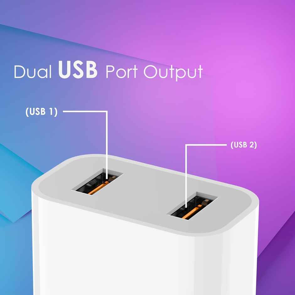 itel 181I Wall Adapter - Dual Output, Fast Charging,Compact Design & Free Type-C Cable(White)