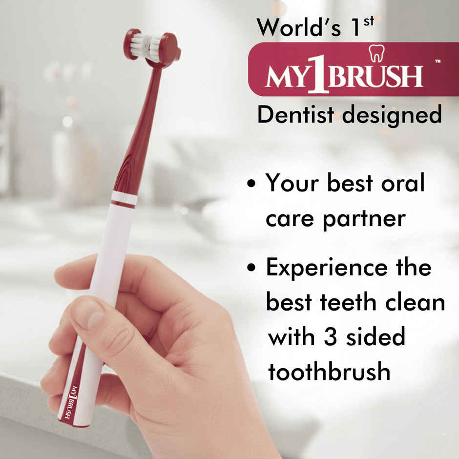 My Orl-Care My1Brush 3-Sided Soft Bristle Toothbrush for Adults | 100% Teeth Cleaning