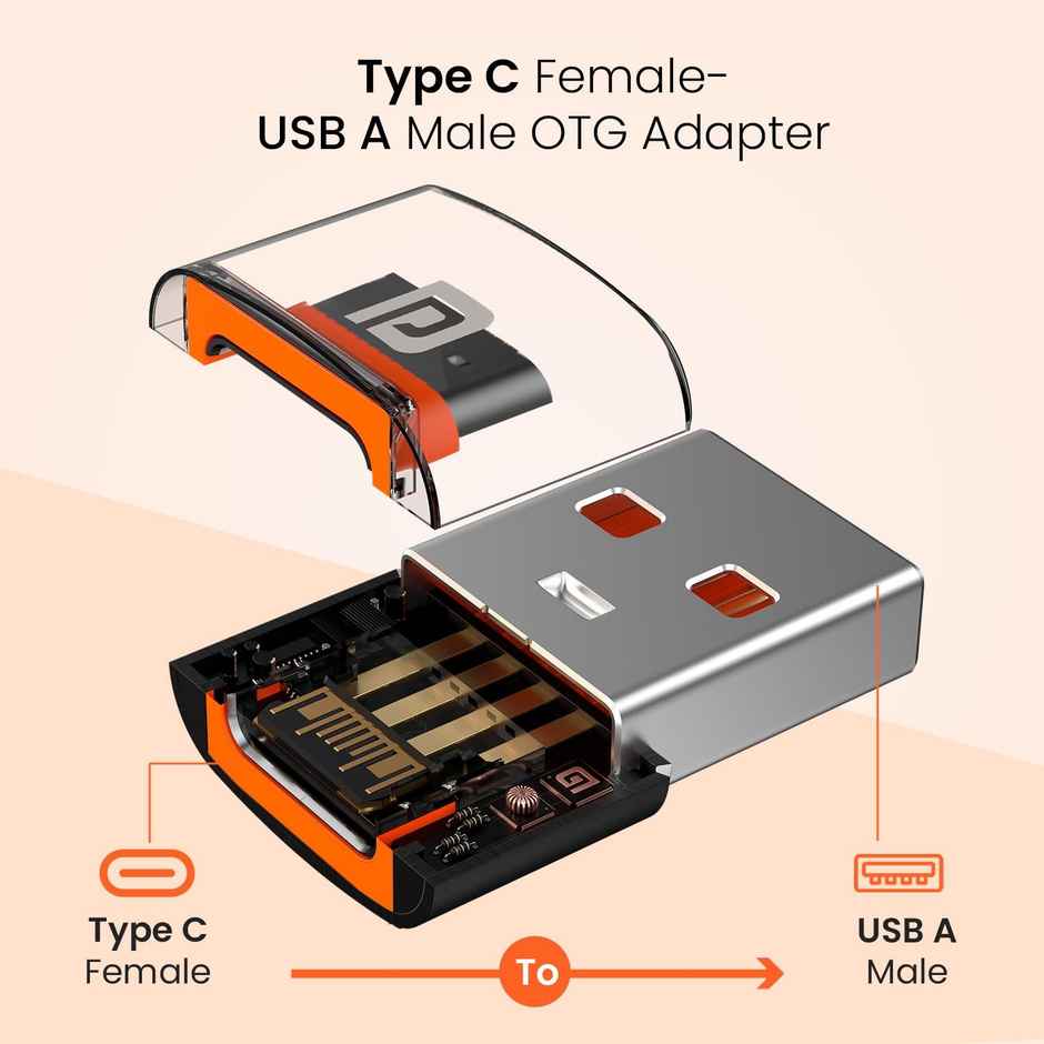 Portronics Bridge X USB 3.0 Type C Female to USB Male OTG Adapter, 5Gbps High Speed Data Transfer, Fast Charging, Compatible with Laptops, Tablets, Smartphone, Chargers and More Devices - Black