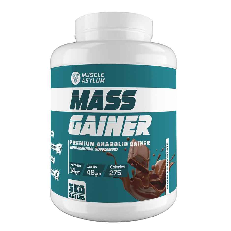 Muscle Asylum Muscle Mass Anabolic Gainer, 14G Protein, 48G Carbs, Calories Chocolate