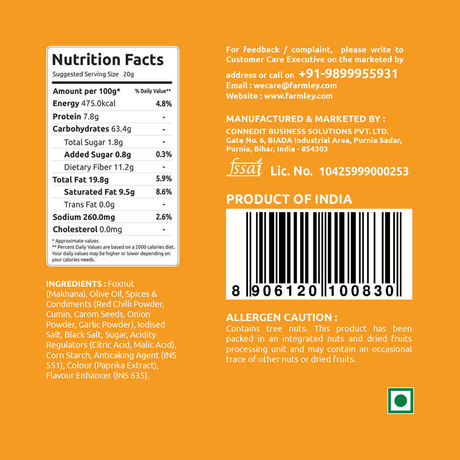 Farmley Peri Peri  Makhana Roasted In Olive Oil Healthy Snacks