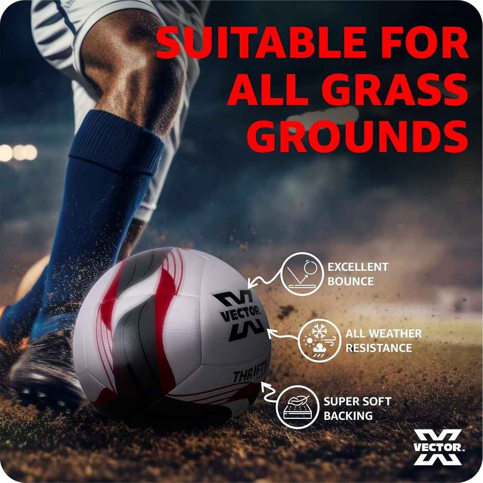 Vector X Thrifty Textured Machine Stitch Football | Size - 5 | White-Red