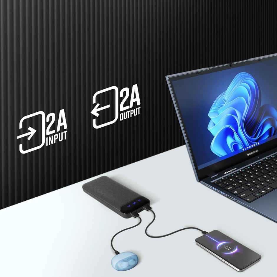 Buy Zebronics MB10000S4 Power Bank, 10000 mAh, Dual USB Output, Type C ...