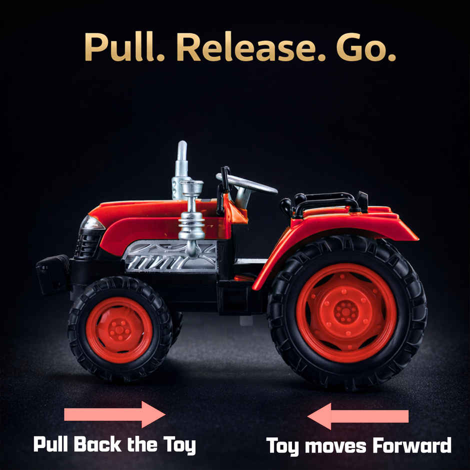 Race n Roll Light & Sound Farm Tractor Adventure Toy Pull back Action Vehicle Red