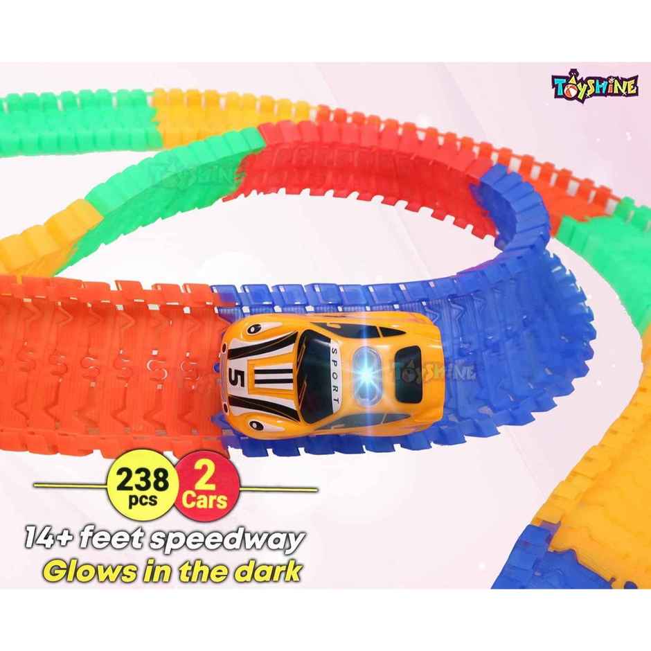 Toyshine 238 Pcs Glow Track Set with 2 LED Cars - Assorted
