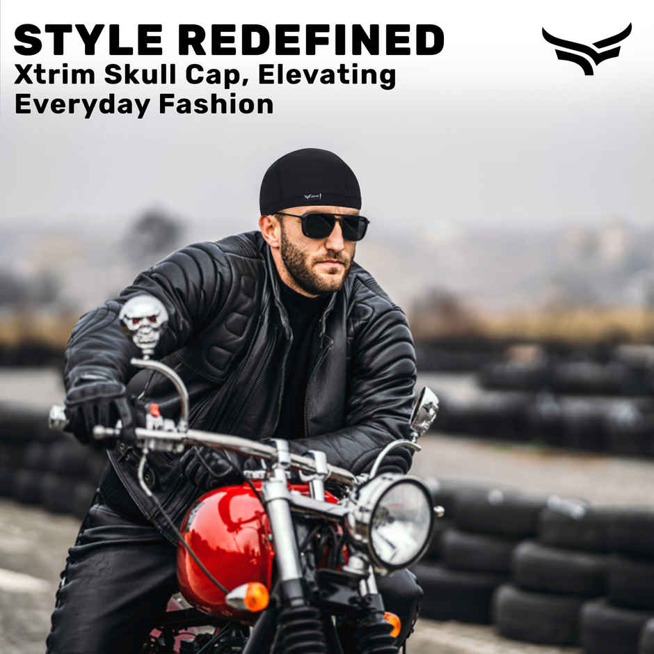 Xtrim Skull Cap for Bikers/Cyclists, Inner Helmet Liner, Sweat Cooling | Black | One Size Fits All