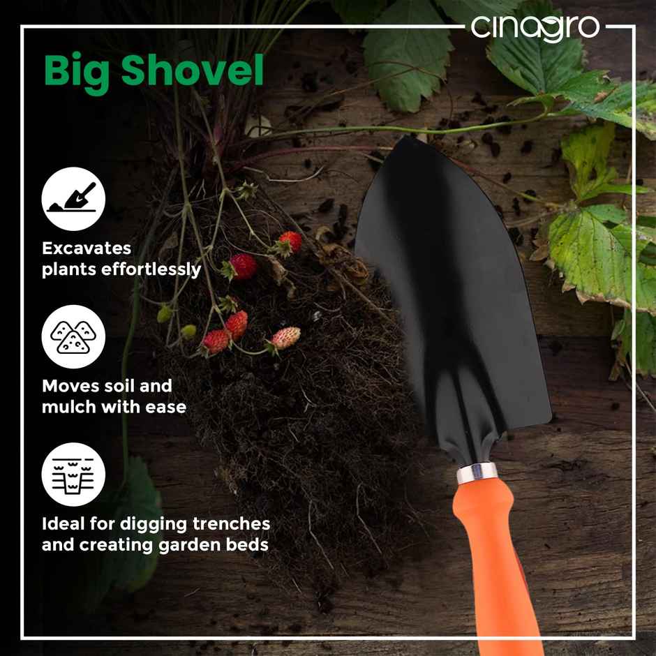 Cinagro Garden Tools - Shovel, Cultivator & Weeder (Garden Digging, Tilling Tools)