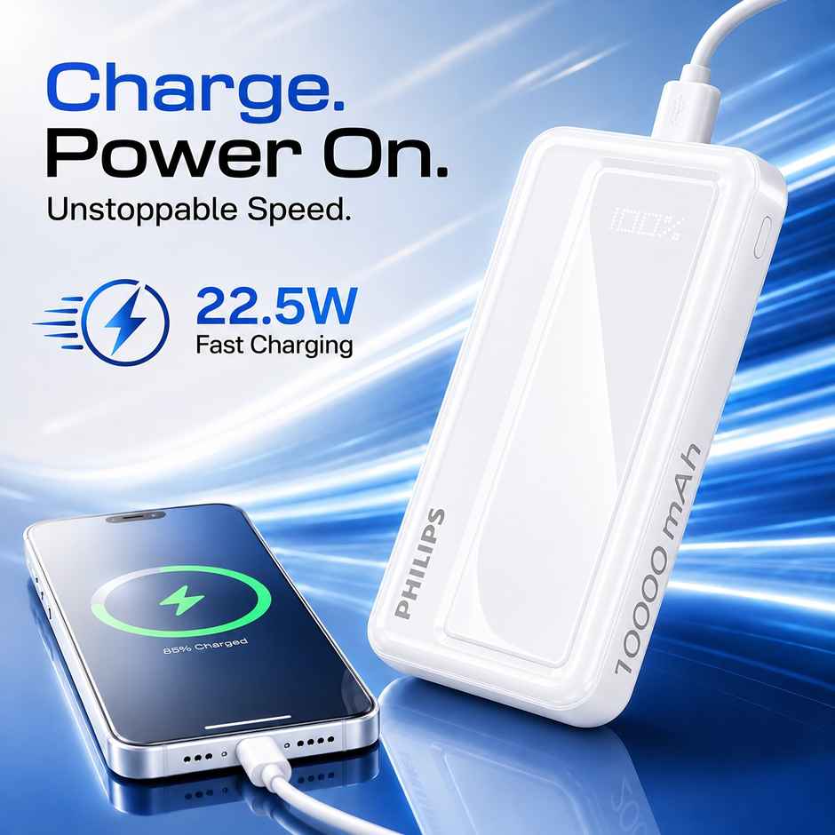 Philips DLP1711NW/94 10000mAh 22.5W Max Fast Charging Power Bank with Digital LED Display