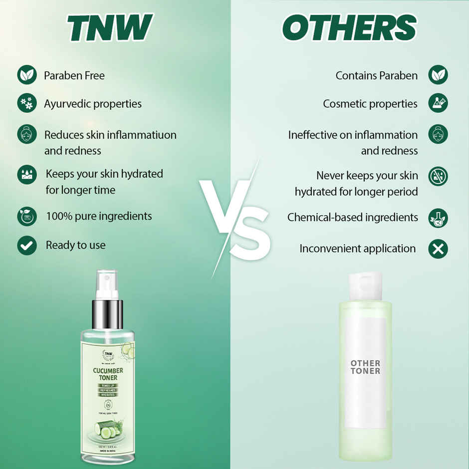 TNW The Natural Wash Cucumber Toner for Cleansing & Refreshing Skin Pore Tightening Toner with Spray
