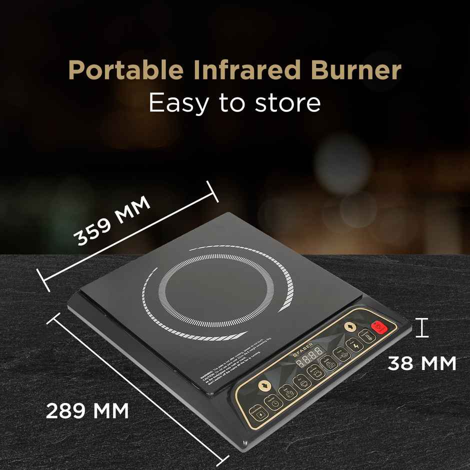 Faber Zion 1600W Induction Stove | 5 Auto-Cook Functions | LED Display Touch Control | Black