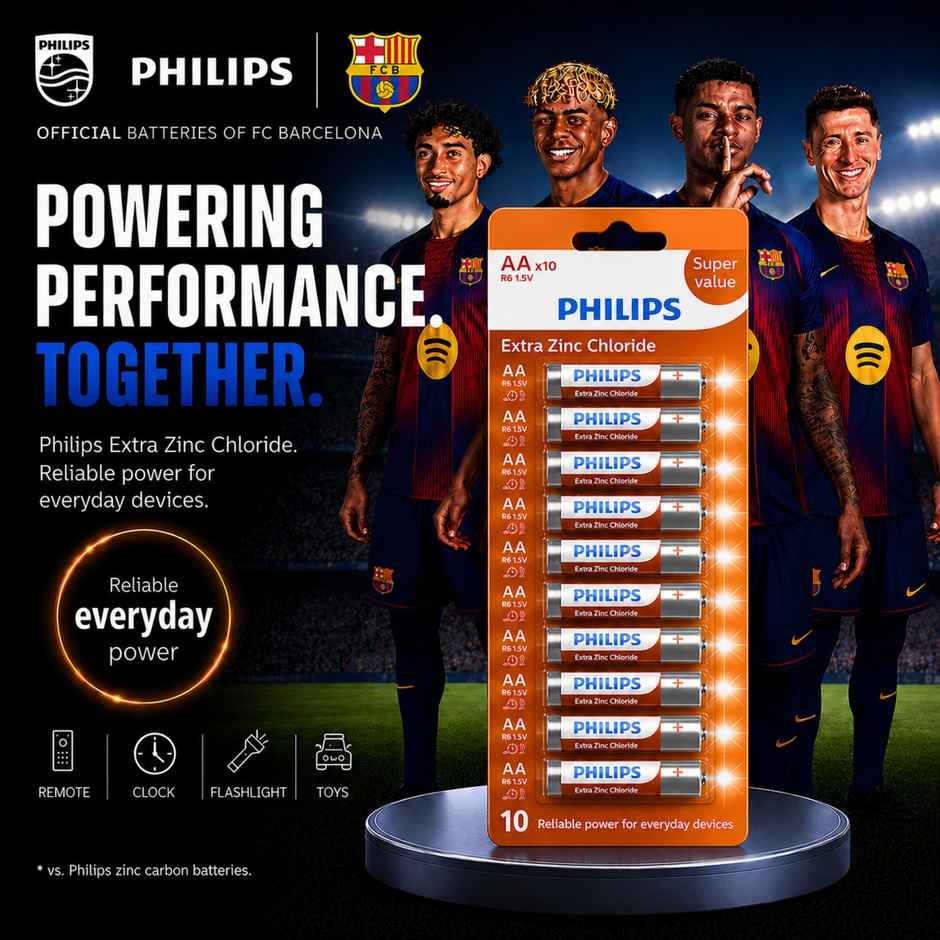 Philips R6L10B/94 AA Extra Zinc Chloride Battery | 1.5V | Long Lasting | Leak Resistant 1.0 Piece