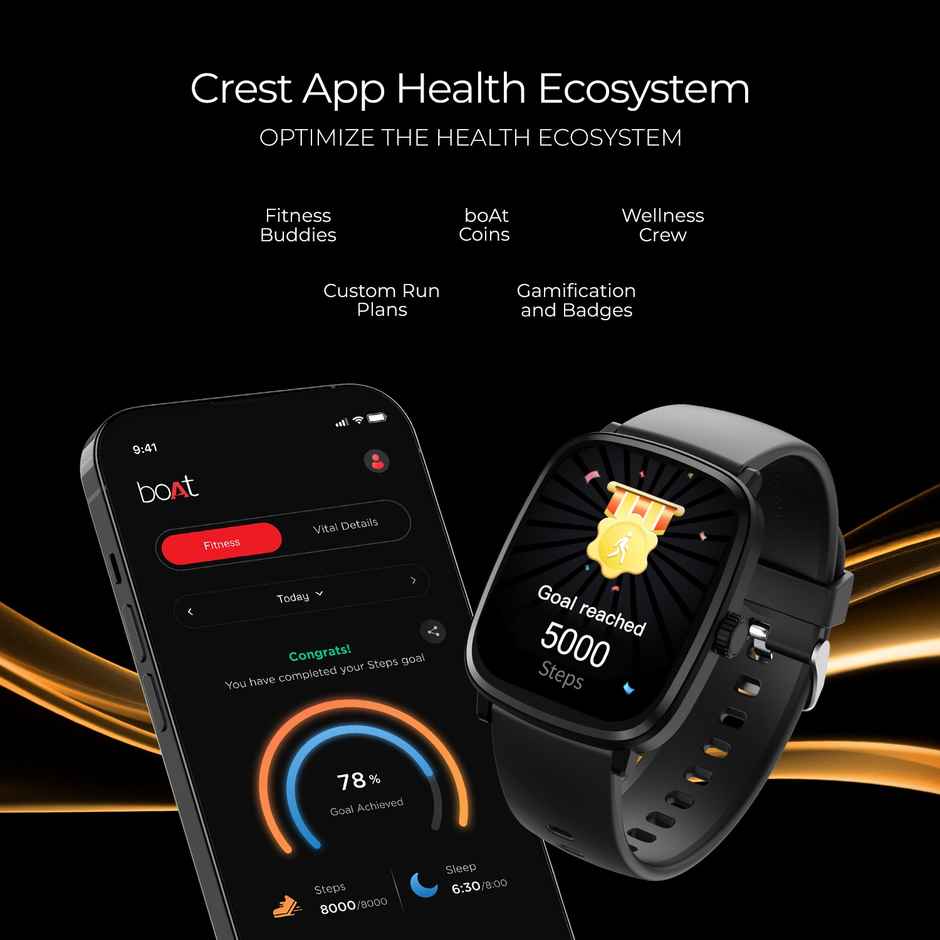 boAt Ultima Regal Smartwatch | 2.01" AMOLED Display | BT Calling | Functional Crown - Active Black