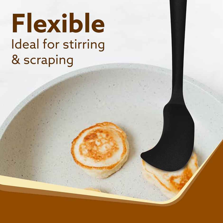 Agaro Delux Silicone Spatula Set of 3, Cooking and Mixing, for Non-Stick Cookware, Black