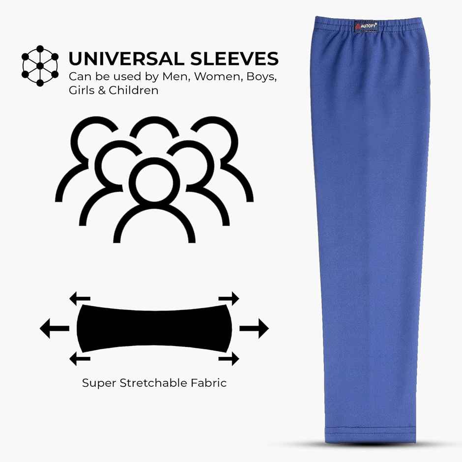 Autofy Pro|Fit 240 GSM Unisex Arm Sleeves UV Protection Compression/Cooling Effect | Blue | Pk of 2