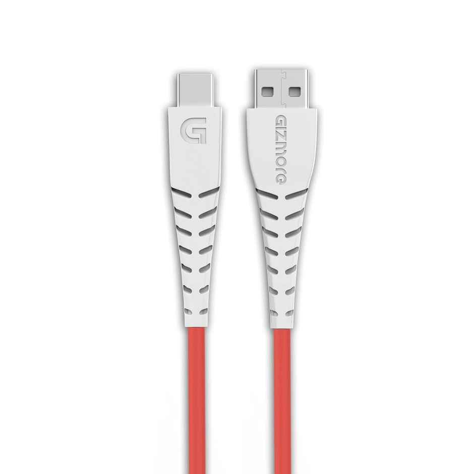 GIZMORE 65W USB to Type C 3A 1meter WDC155 480Mbps Data Sync, Fast Charging (Compatible with Universal compatibility) - Red & White