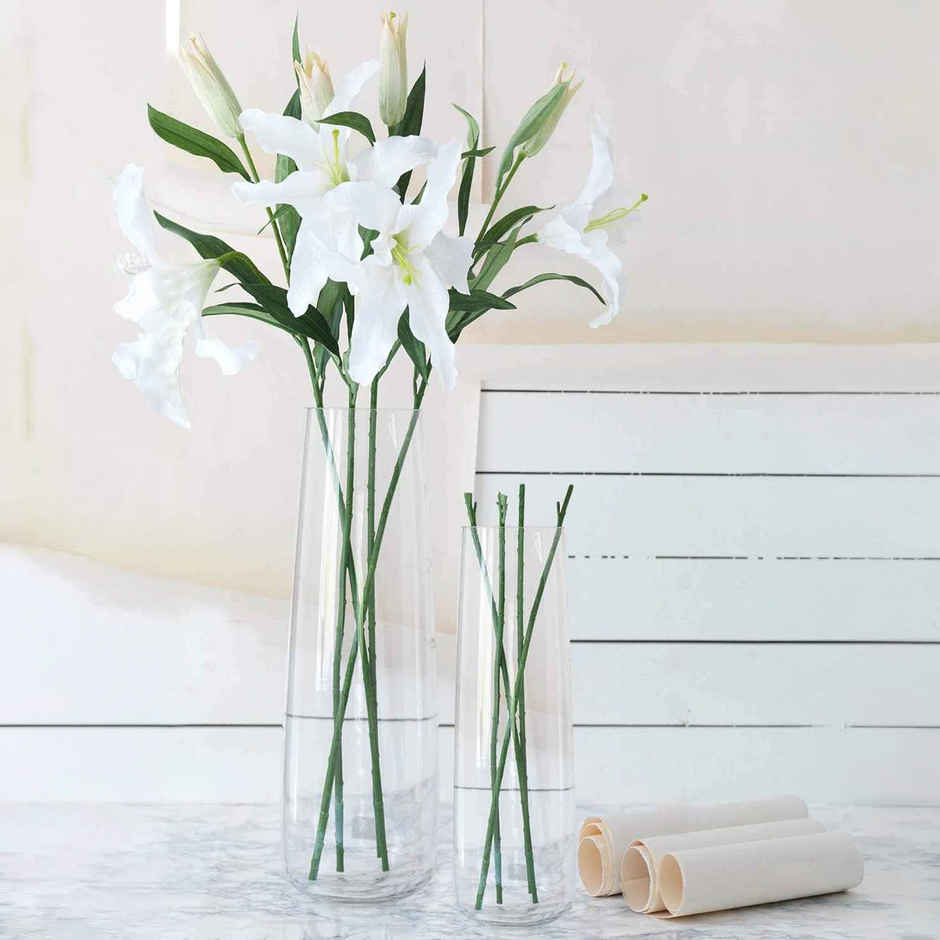 Tied Ribbons Set Of 2 Decorative Glass Vase Without Flowers