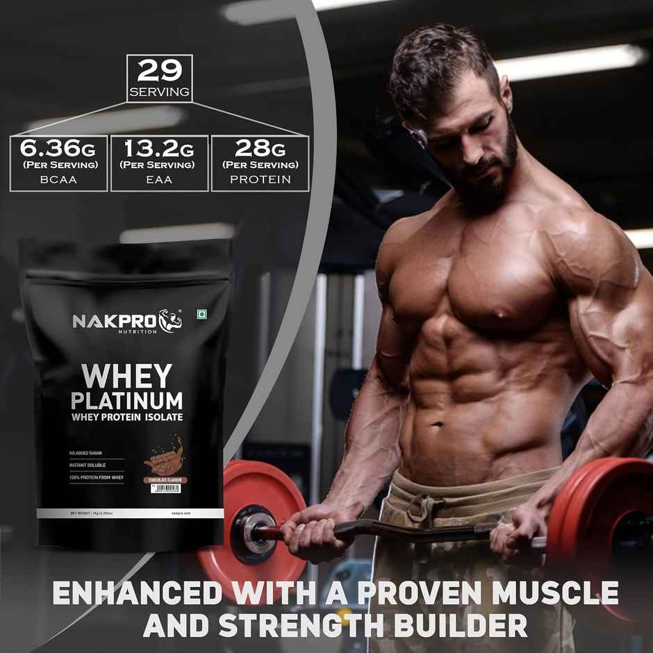 Nakpro Platinum Whey Protein Isolate Chocolate 28G Protein 6.4G Bcaa