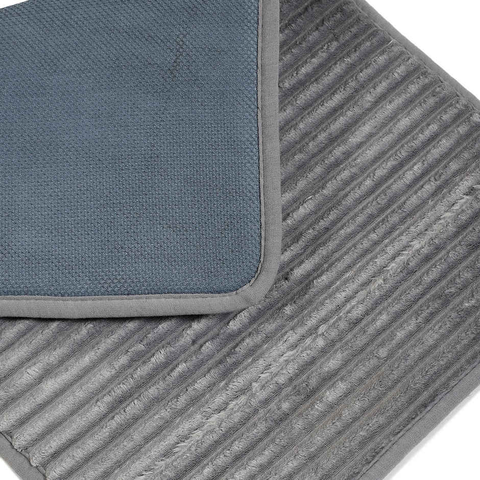 Status Ribbed Anti-Skid Foam Bath Mat | 40 x 60 cm | Grey
