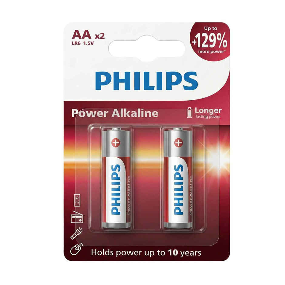 Philips LR6P2B/94 Power Alkaline AA Battery | 1.5V | Long Lasting | Leak Resistant 1.0 Piece
