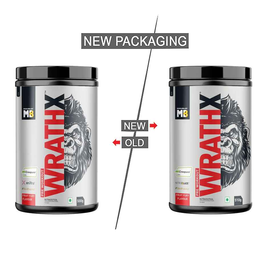 MuscleBlaze Pre Workout WrathX, (Fruit Fury, 30 Servings)