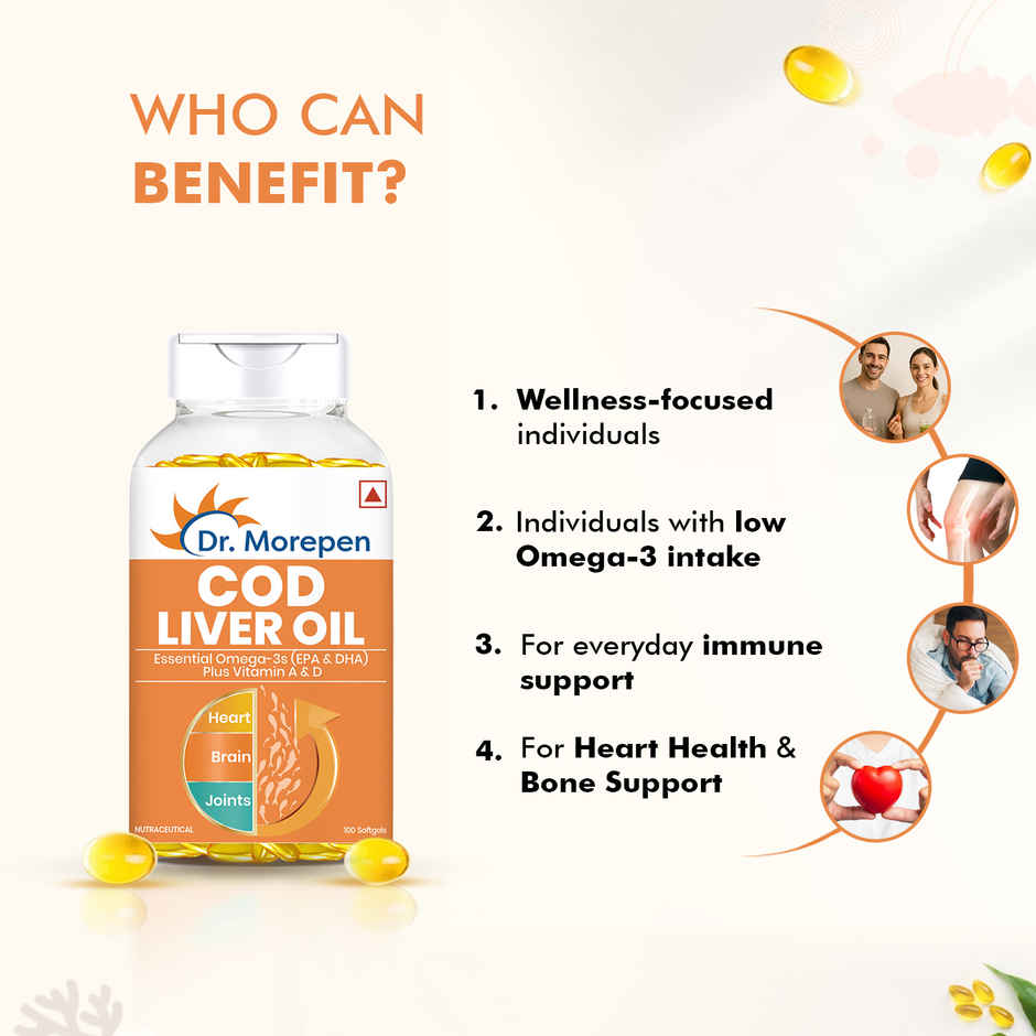 COD Liver Oil Capsule with Omega 3 Help Reduce Joint Pain & Support Heart Health