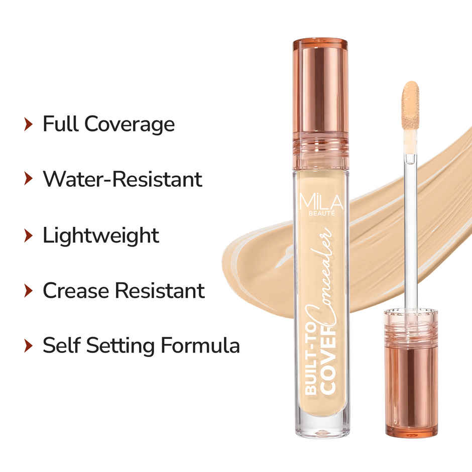 Mila Beaute Build to Cover Matte Liquid Concealer - Full Coverage, Waterproof | 102 Classic Ivory