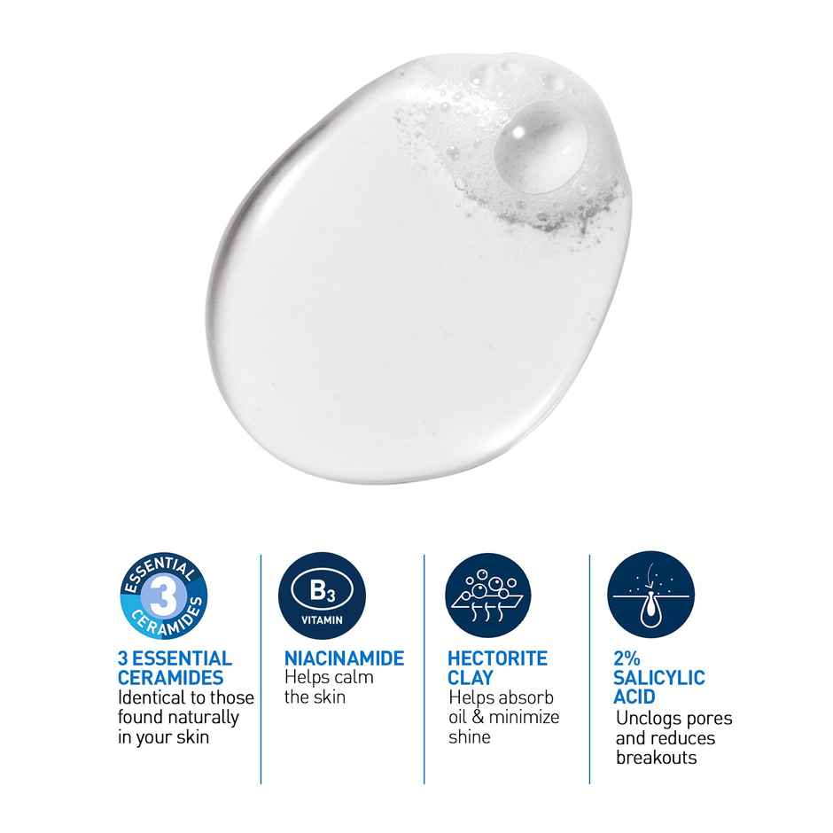 CeraVe Blemish Control Cleanser Face Wash With 2% Salicylic Acid & Niacinamide For Acne-Prone Skin