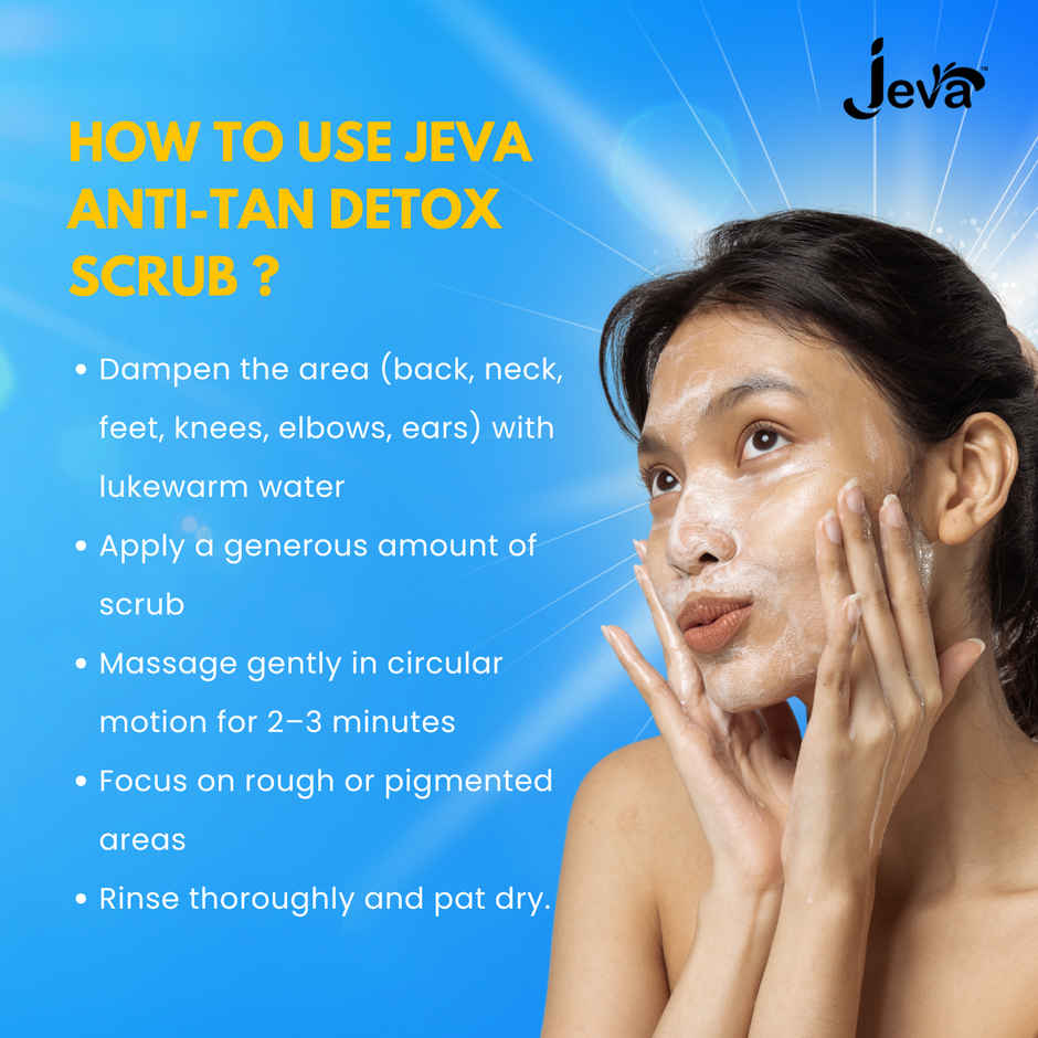 Jeva De-Tan Detox Scrub - Skin Brightening & Tan Removal Gel