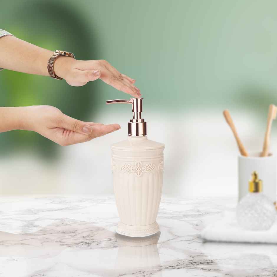 Nayasa Bianca Plastic Soap Dispenser for Kitchen & Bathroom | Beige