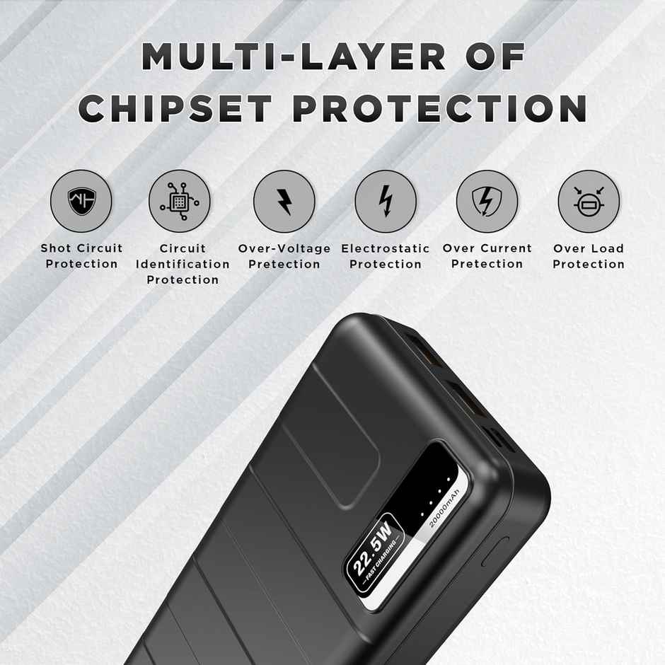 Gizmore Pd20Kp2 20000 mAh Pd Power Bank 22.5W Fast Charging With Type-C Charging Cable