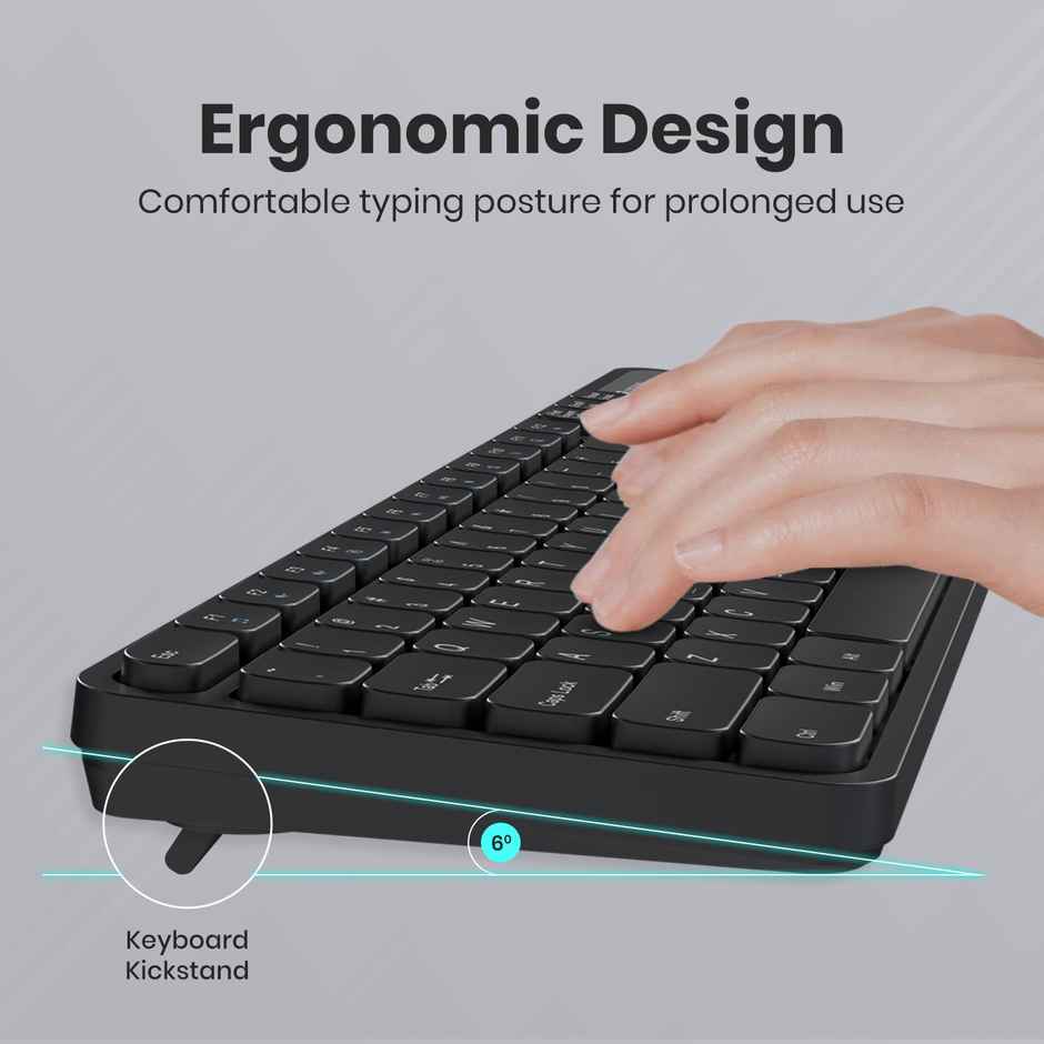 Portronics Key8 Combo Wireless Keyboard and Mouse Set with 2.4 GHz Wireless(Black)
