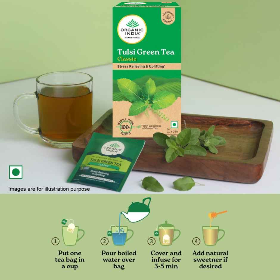 Organic India Tulsi Green Tea Classic Herbal Infusion Bags