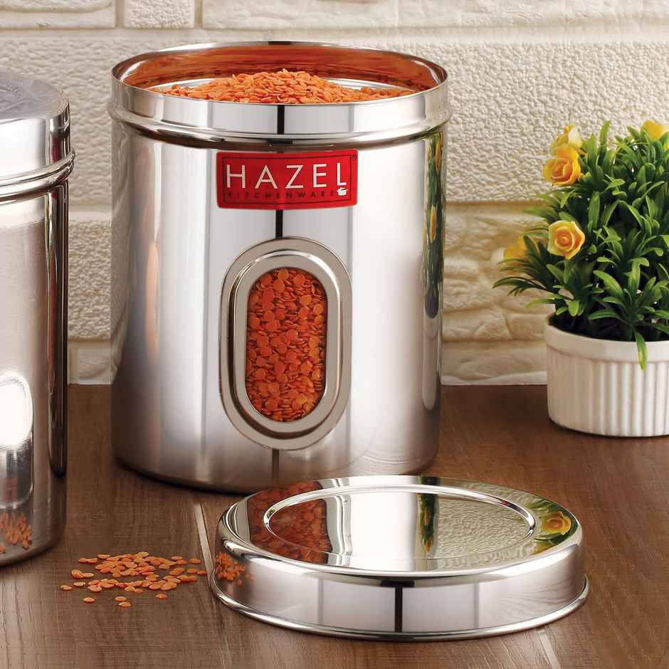 HAZEL Steel Kitchen Transparent Storage Containers - 1000 ml | Airtight Storage