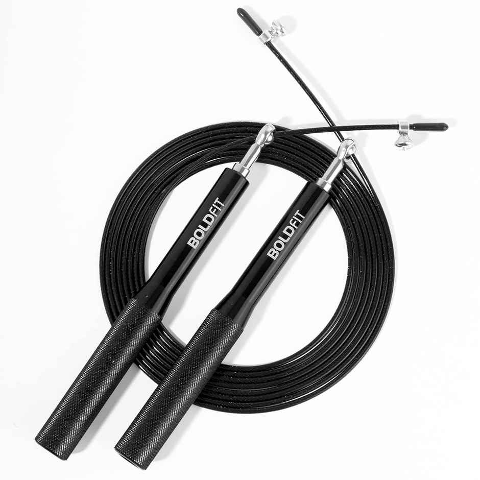 Boldfit Aluminium Skipping Rope - Adjustable Height in Black