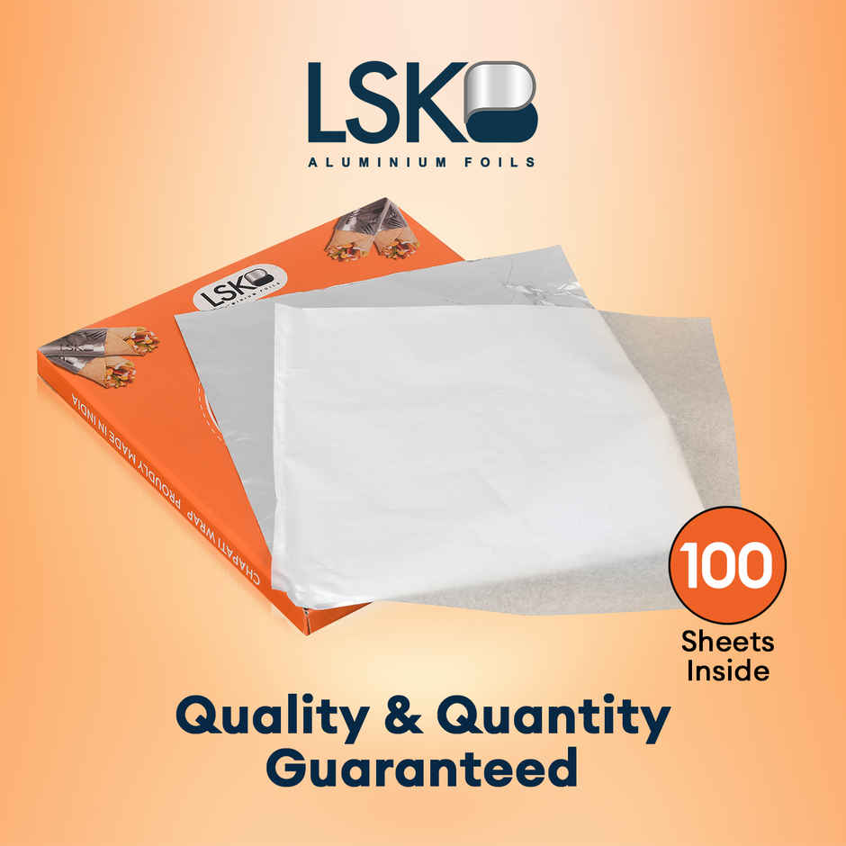 CHAPATI WRAP Pre-Cut Aluminium Foil 100 Sheets