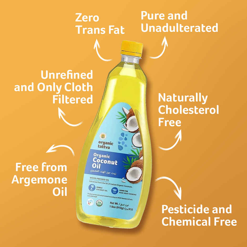 Organic Tattva Coconut Cold Pressed Oil (Nariyal Oil)