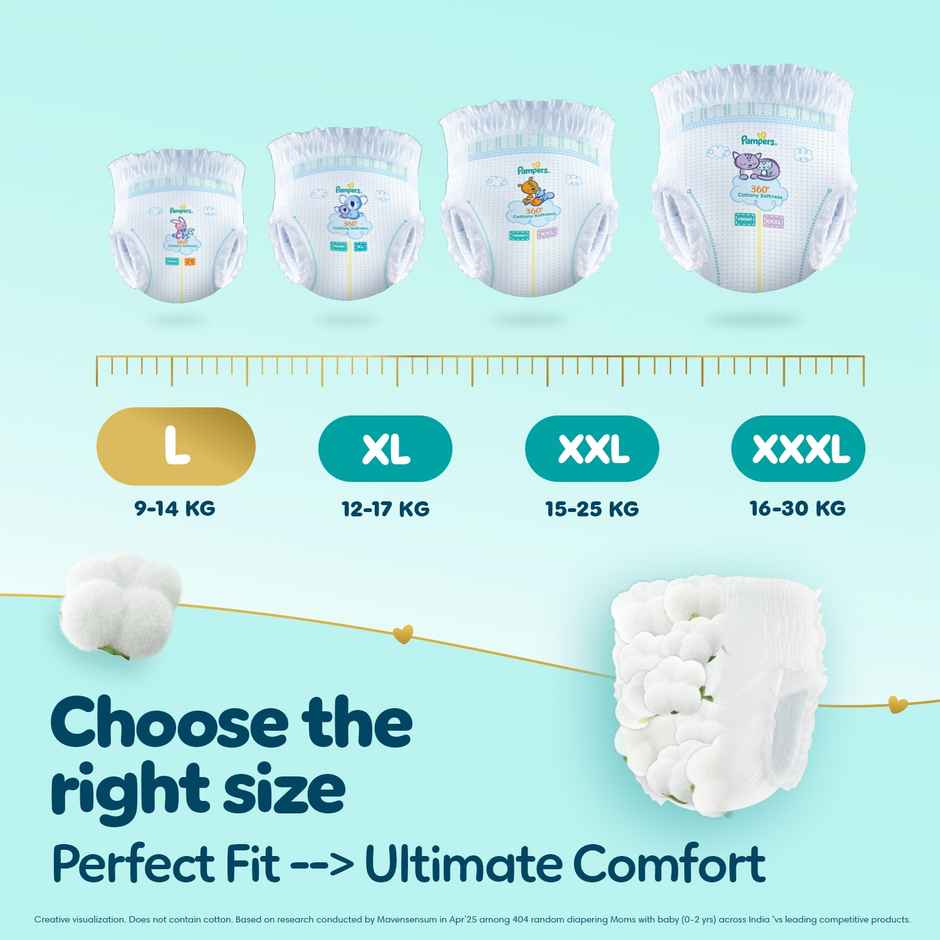 Pampers Premium Care Baby Diapers | Pant Style | L | 44 pcs Combo