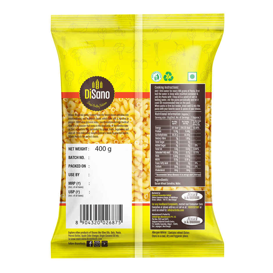 Disano Macaroni Pasta | Source of Protein & Fiber